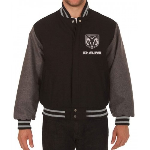 Dodge Ram Varsity Black and Grey Wool Jacket
